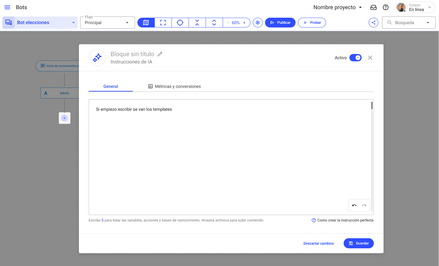 Interfaz de templates para bots
