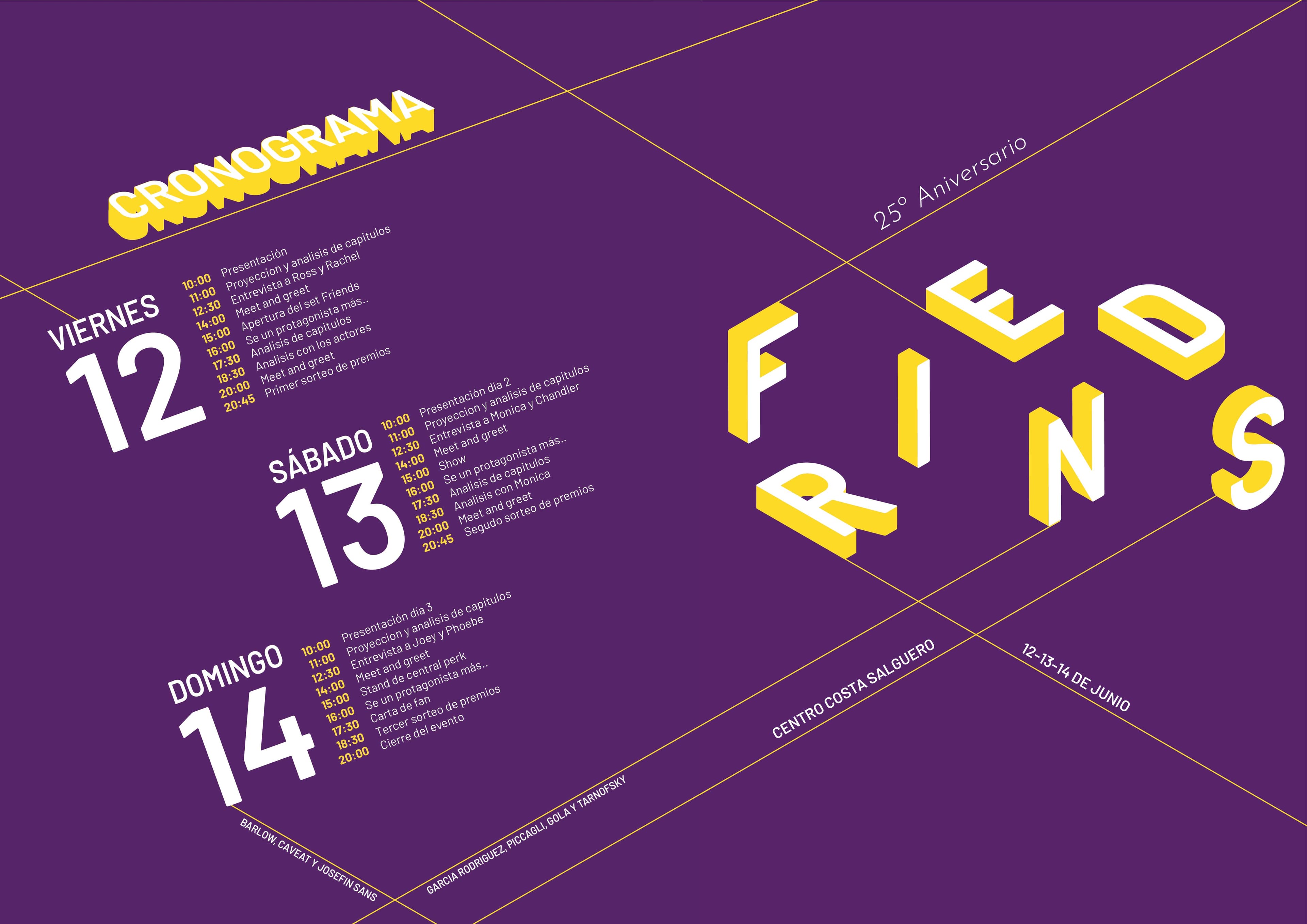 Cronograma del evento FRIENDS 25° Aniversario